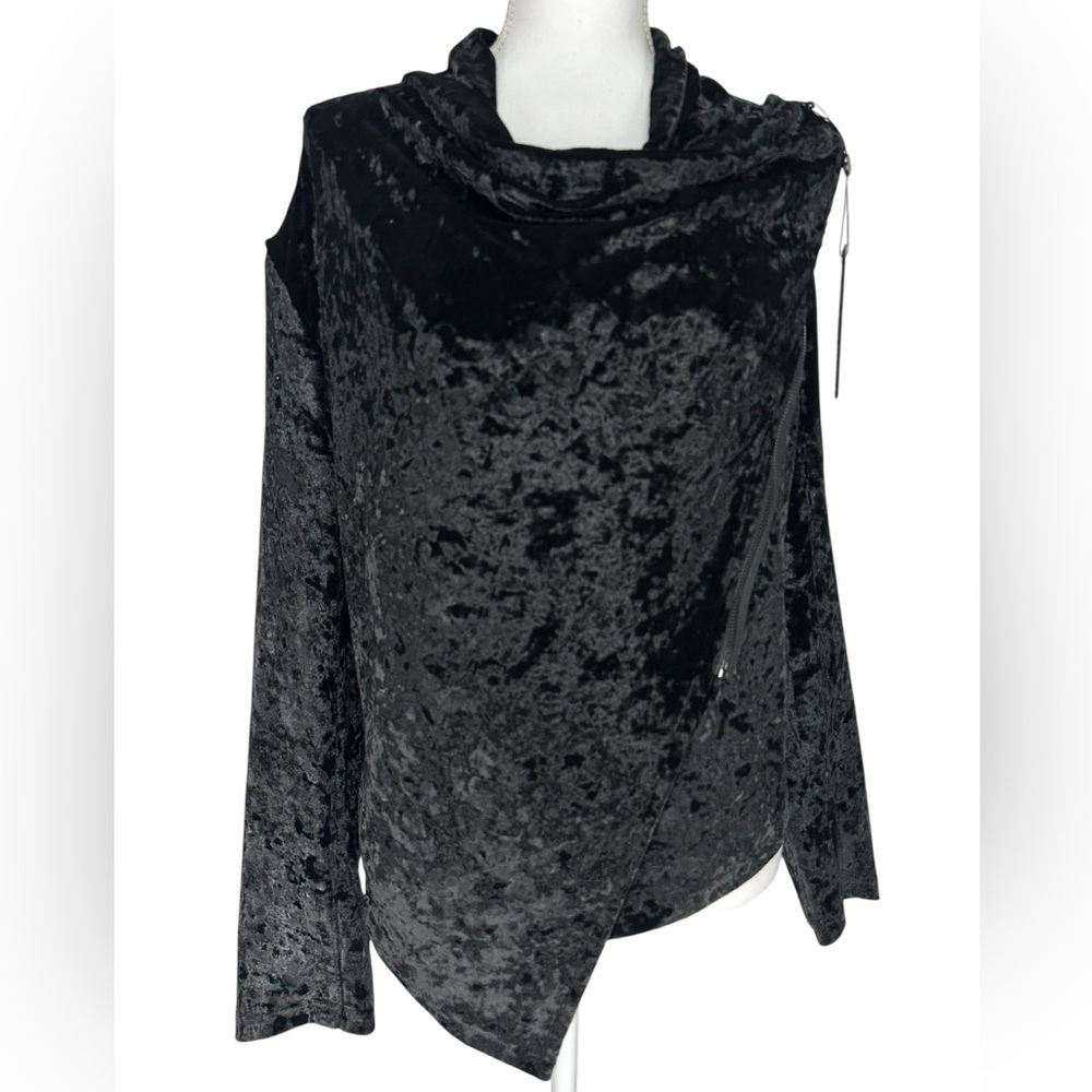 [BLANKNYC] / Black Velvet Modern Asymmetrical Moto Jacket / Medium / Goth Emo